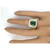 Image 5 : 3.57 CTW Natural Emerald 14K Solid Yellow Gold Diamond Ring
