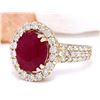 Image 2 : 3.98 CTW Natural Ruby 18K Solid Yellow Gold Diamond Ring
