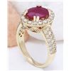 Image 4 : 3.98 CTW Natural Ruby 18K Solid Yellow Gold Diamond Ring
