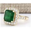 Image 2 : 5.02 CTW Natural Emerald And Diamond Ring In 18K Yellow Gold
