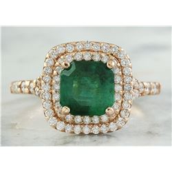 2.25 CTW Emerald 14K Rose Gold Diamond Ring