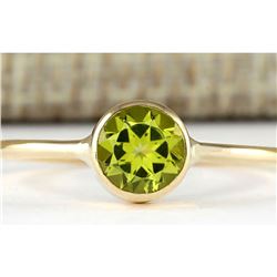 1.00 CTW Natural Peridot Ring In 14k Yellow Gold
