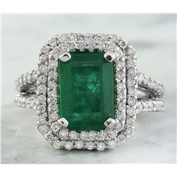 2.50 CTW Emerald 18K White Gold Diamond Ring