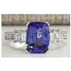 Image 1 : 3.75 CTW Natural Blue Tanzanite And Diamond Ring In 18K White Gold