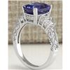 Image 3 : 3.75 CTW Natural Blue Tanzanite And Diamond Ring In 18K White Gold