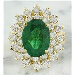 7.10 CTW Emerald 14K Yellow Gold Diamond Ring