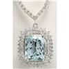 Image 1 : 19.05 CTW Natural Aquamarine And Diamond Necklace In 14K White Gold