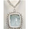Image 2 : 19.05 CTW Natural Aquamarine And Diamond Necklace In 14K White Gold