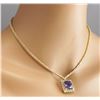 Image 4 : 22.92 CTW Natural Tanzanite And Diamond Necklace In 18K Yellow Gold