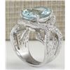 Image 3 : 8.91 CTW Natural Aquamarine And Diamond Ring In 14K Solid White Gold
