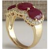 Image 3 : 6.82 CTW Natural Red Ruby And Diamond Ring 18K Solid Yellow Gold