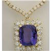 Image 1 : 22.92CTW Natural Tanzanite And Diamond Necklace In 18K Yellow Gold