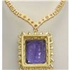 Image 2 : 22.92CTW Natural Tanzanite And Diamond Necklace In 18K Yellow Gold