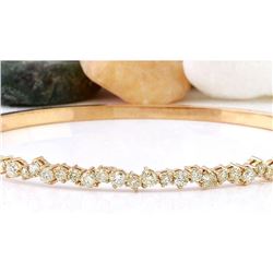 1.57 CTW Natural Diamond 18K Solid Rose Gold Bracelet