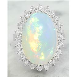 9.15 CTW Opal 18K White Gold Diamond Ring