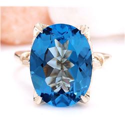 10.62 CTW Natural Topaz 18K Solid Yellow Gold Diamond Ring