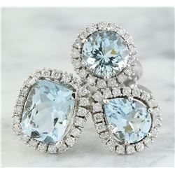 4.98 CTW Aquamarine 18K White Gold Diamond Ring