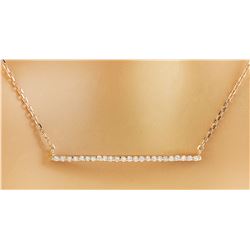 0.30 CTW Diamond 18K Rose Gold Bar Necklace