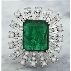 7.60 CTW Emerald 18K White Gold Diamond Ring