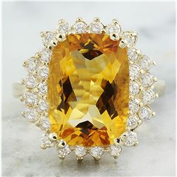 8.80 CTW Citrine 18K Yellow Gold Diamond Ring