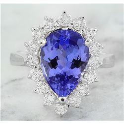4.40 CTW Tanzanite 18K White Gold Diamond Ring