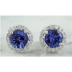 2.40 CTW Tanzanite 14K White Gold Diamond Earrings
