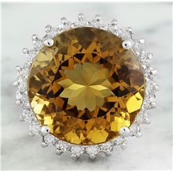18.40 CTW Citrine 18K White Gold Diamond ring
