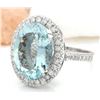 Image 2 : 7.5 CTW Natural Aquamarine 14K Solid White Gold Diamond Ring
