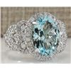 Image 2 : 5.69 CTW Natural Blue Aquamarine And Diamond Ring In 18K White Gold