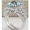 Image 3 : 5.69 CTW Natural Blue Aquamarine And Diamond Ring In 18K White Gold