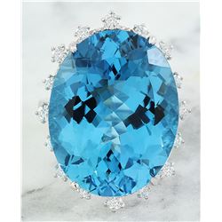 34.12 CTW Topaz 14K White Gold Diamond Ring