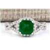 Image 1 : 2.49 CTW Natural Emerald And Diamond Ring In 14k White Gold