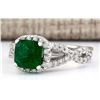 Image 2 : 2.49 CTW Natural Emerald And Diamond Ring In 14k White Gold