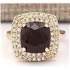 Image 1 : 6.26 CTW Natural Rhodolite Garnet And Diamond Ring In 14k Yellow Gold