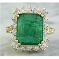 6.91 CTW Emerald 18K Yellow Gold Diamond Ring