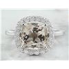 Image 1 : 3.56 CTW Morganite 18K White Gold Diamond Ring
