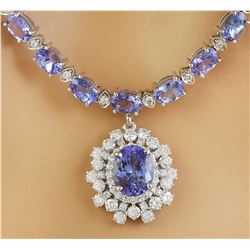 40.20 CTW Tanzanite 18K White Gold Diamond Necklace