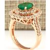 Image 3 : 2.41 CTW Natural Emerald And Diamond Ring In 18K Rose Gold