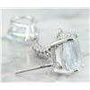Image 4 : 10.50 CTW Aquamarine 18K White Gold Diamond Earrings