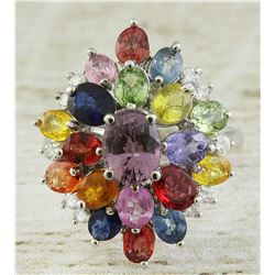6.60 CTW Sapphire 18K White Gold Diamond Ring