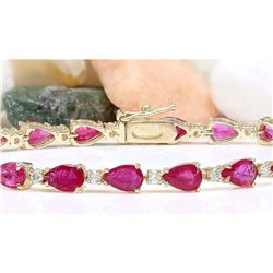 9.50 CTW Natural Ruby 14K Solid Yellow Gold Diamond Bracelet