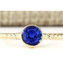 1.00 CTW Natural Tanzanite Ring In 14k Yellow Gold
