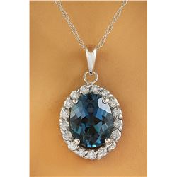 2.00 CTW Topaz 14K White Gold Diamond Necklace