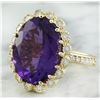 Image 2 : 8.00 CTW Amethyst 14K Yellow Gold Diamond Ring