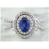 Image 1 : 2.66 CTW Sapphire 18K White Gold Diamond Ring