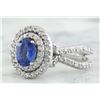 Image 2 : 2.66 CTW Sapphire 18K White Gold Diamond Ring