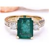 Image 1 : 4.20 CTW Natural Emerald 14K Solid Yellow Gold Diamond Ring