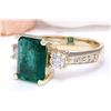 Image 2 : 4.20 CTW Natural Emerald 14K Solid Yellow Gold Diamond Ring