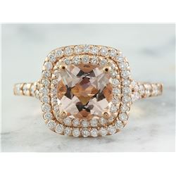 2.25 CTW Morganite 18K Rose Gold Diamond Ring