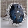 Image 2 : 10.11CTW Natural London Blue Topaz And Diamond Ring In14K Solid White Gold